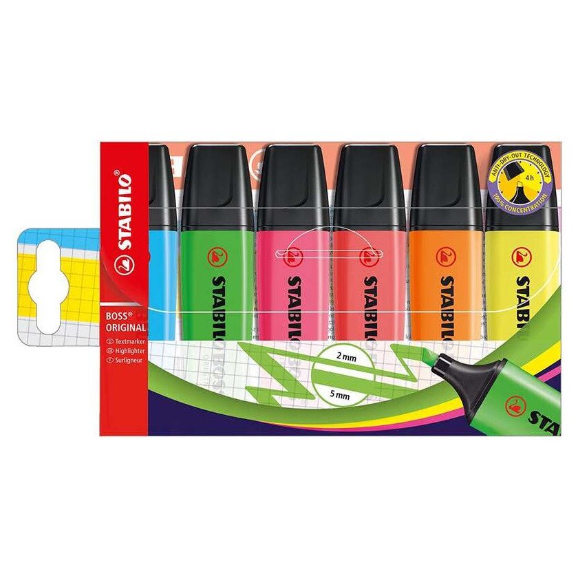 Pack 6 marcadores fluorescentes Stabilo Boss 70