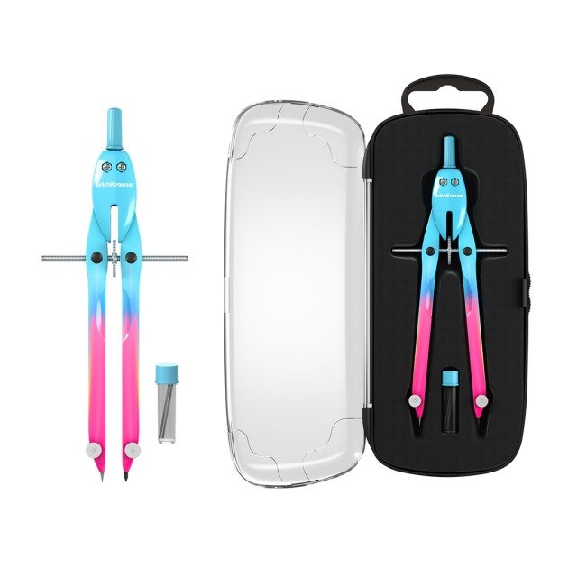 Compasso escolar ErichKrause CoolRay - Raio máx 150mm / Cores variadas