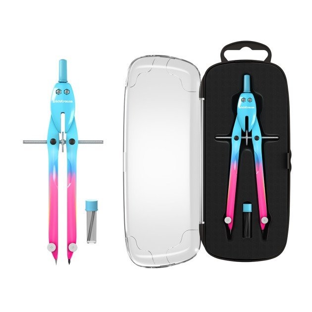 Compasso escolar ErichKrause CoolRay - Raio máx 150mm / Cores variadas