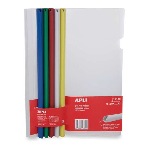 Pack de 5 baguetes com capa transparente / até 100 folhas / cores sortidas