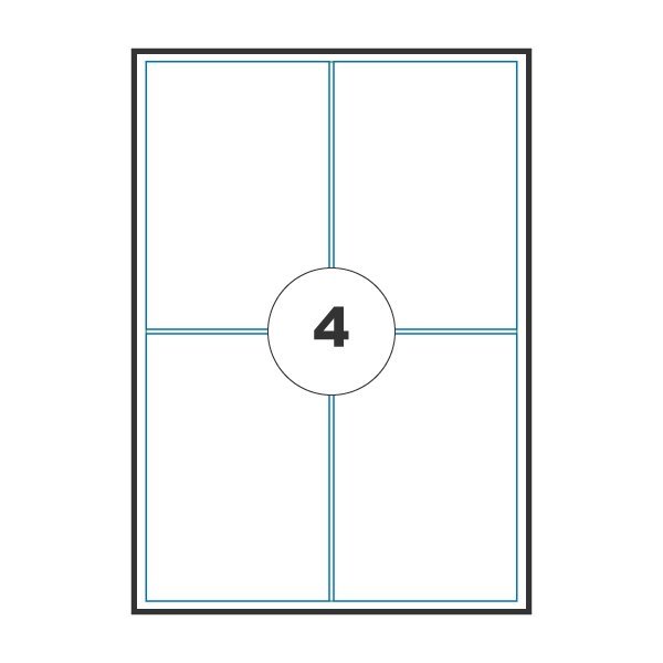 Etiquetas autocolantes 105x148mm A4/80g mate (50 folhas / 4 por folha)