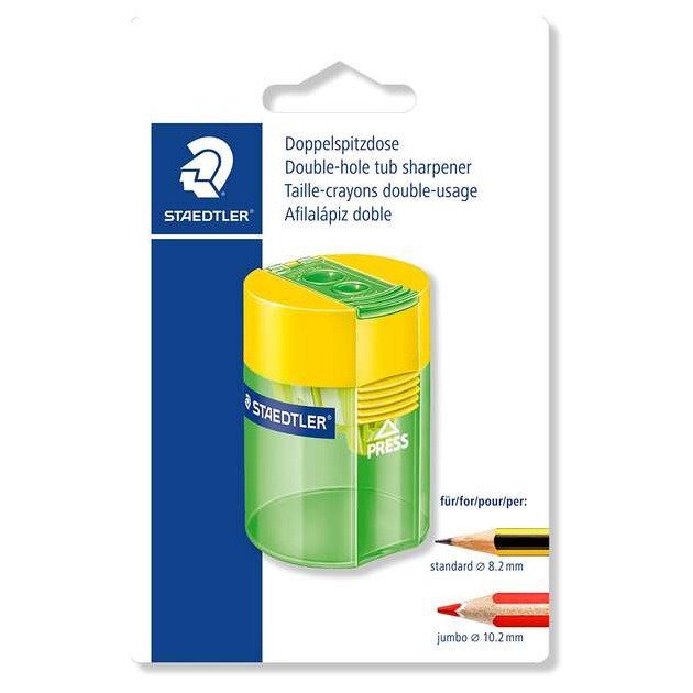 Afia lápis Staedtler 512 - plástico / Uso duplo / Ângulos de afiação 23 e 30 graus