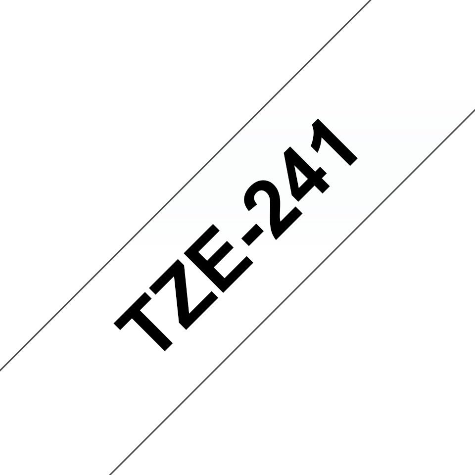 Fita laminada compatível Brother tze241 - texto preto / fundo branco - 18mm x 8m