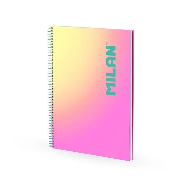 Caderno pautado Milan Sunset - Espiral / A4 / 90 folhas / Rosa e Amarelo