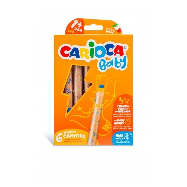 Pack 6 Lápis de cera Carioca Baby 1+
