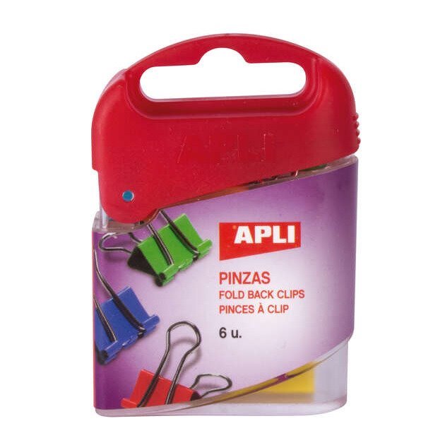 Molas metálicas Apli cores sortidas - 19mm / 50 folhas / 6 unidades