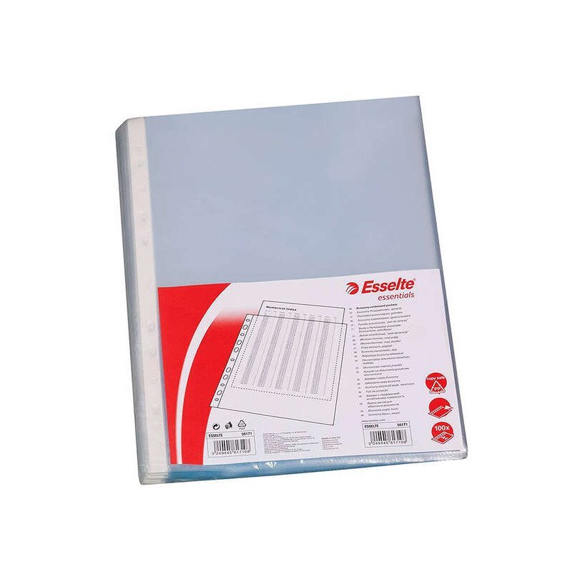 Pack 100 micas Esselte A4 / 80 mícrones / acabamento casca de laranja