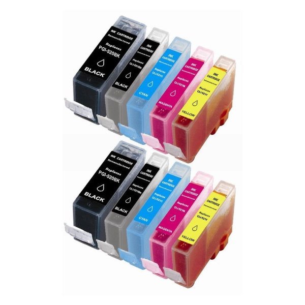 Pack 10 tinteiros compatíveis Canon 520XL / 521XL