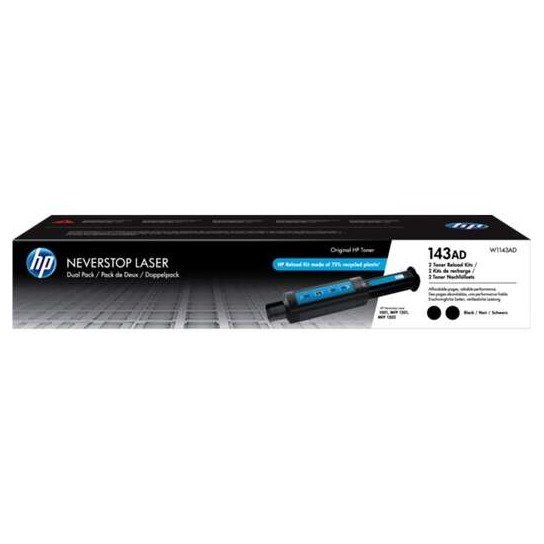 Pack de 2 kits de recarga de toner original HP w1143a preto - 143a