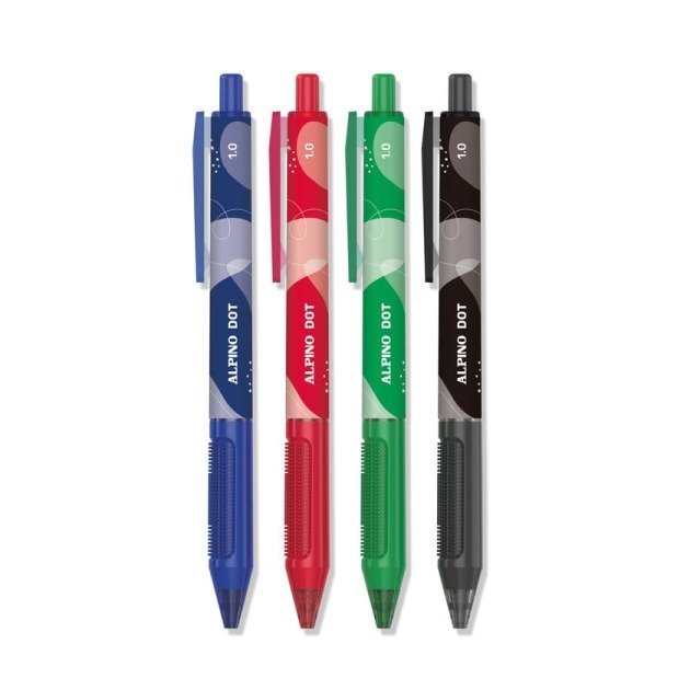 Pack 4 Canetas Retráteis Alpino Dot - 1mm / Sortido
