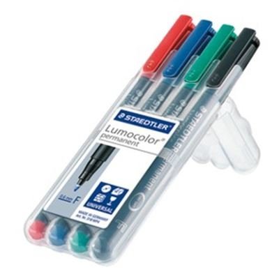 Marcadores permanentes Staedtler lumocolor 318 - traço fino 0.6mm / 4 unidades / cores sortidas