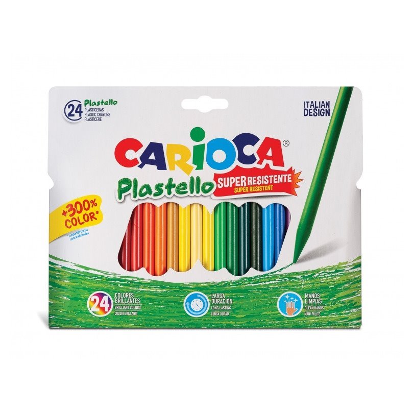 Pack 24 Lápis de cera Carioca - Extra limpos / Duram 3 vezez mais