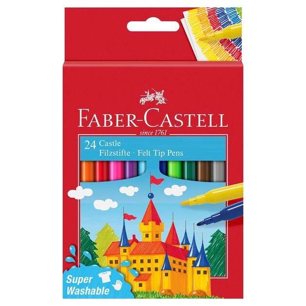 Pack 24 Canetas de feltro Faber-Castell - Ponta fina
