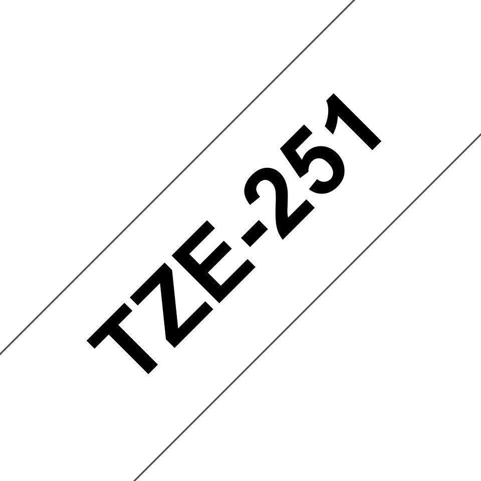 Fita laminada compatível Brother tze251 - texto preto / fundo branco - 24mm x 8m