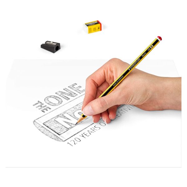 Pack 3 lápis de grafite borracha e afia Staedtler Noris 120