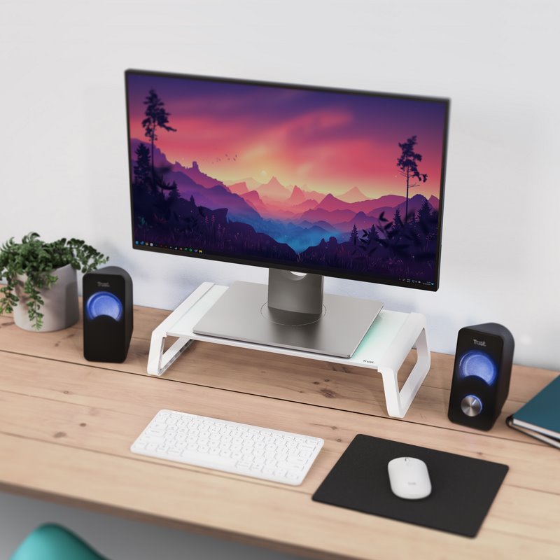 Suporte Elevatório para monitor em vidro temperado Trust