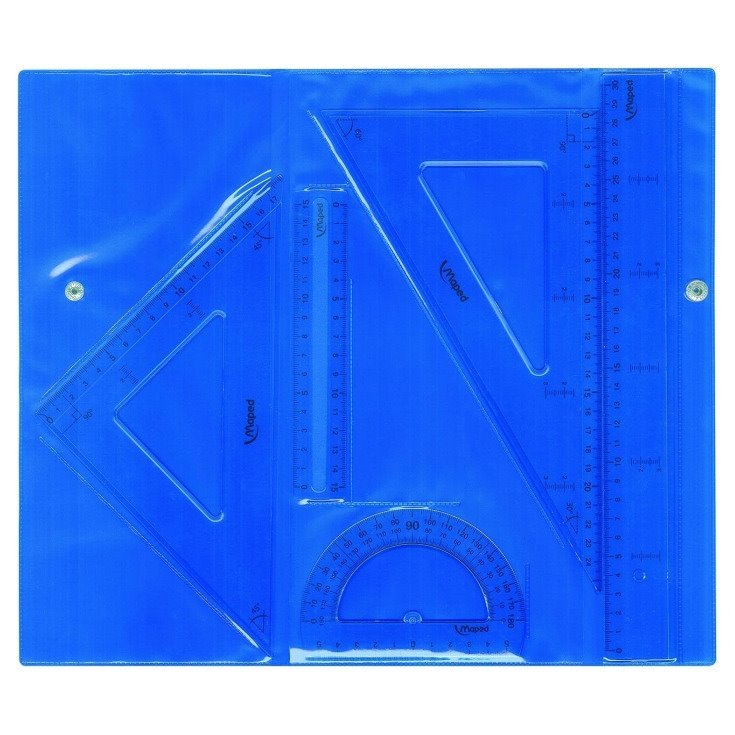 Conjunto de réguas escolares Maped - Régua de 30 cm / Régua de 15 cm / 2 Esquadros / Transferidor