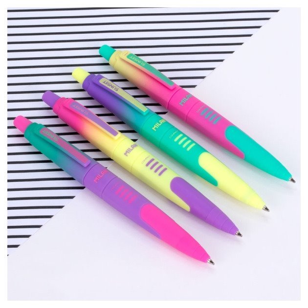 Esferográfica Retrátil Milan Compact Sunset - 1 mm / Tinta Azul / Cores Sortidas