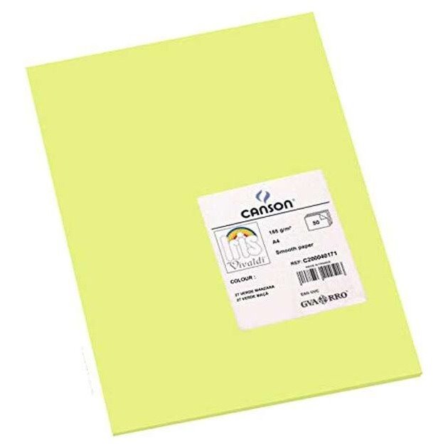 Pack de 50 Cartolinas Canson Iris - 185 g/m2 / A4 / Verde maçã