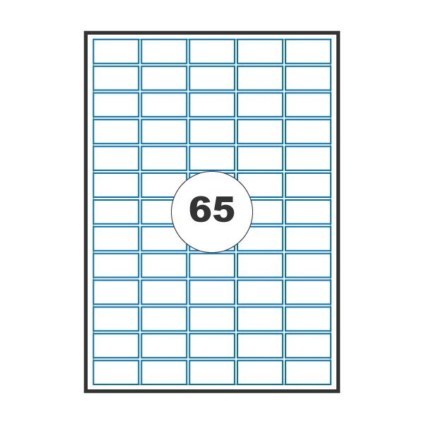 Etiquetas autocolantes 40x20mm A4/80g mate (50 folhas / 65 por folha)