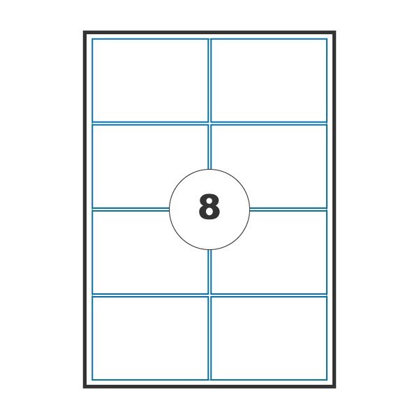 Etiquetas autocolantes 96,5x66,7mm A4/165g mate (100 folhas / 8 por folha)
