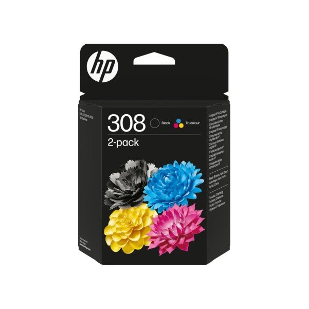 Pack 2 tinteiros originais hp 308 preto e cores - 6l6s6ue