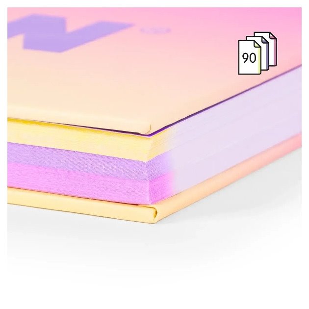 Caderno pautado Milan Sunset - Espiral / A4 / 90 folhas / Amarelo e Rosa