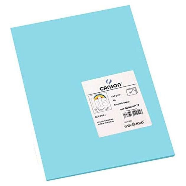 Pack de 50 Cartolinas Canson Iris - 185 g/m2 / A4 / Azul turquesa