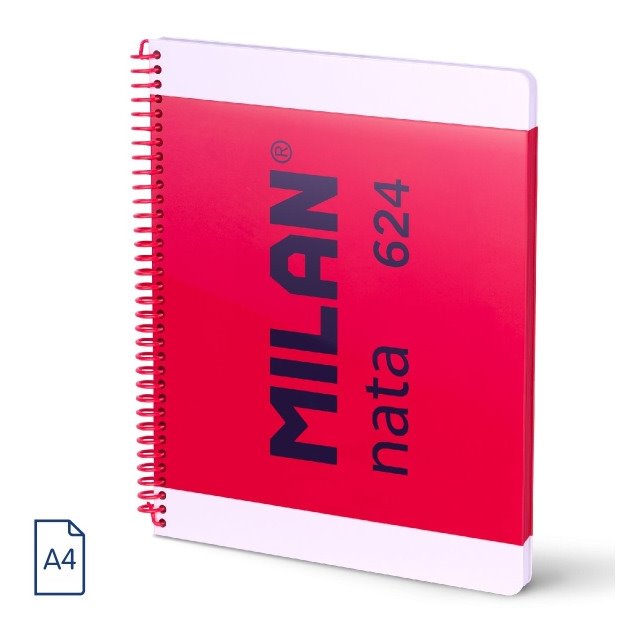 Caderno quadriculado Milan Nata 624 - Espiral / A4 / 80 folhas / Rosa