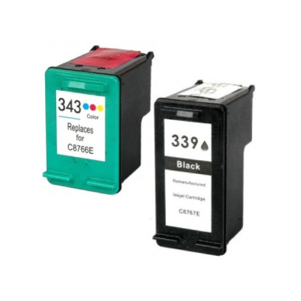 Pack 2 Tinteiros compatíveis Hp 339 preto + Hp 343 cores