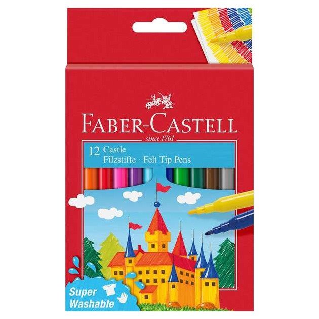 Pack 12 Canetas de feltro Faber-Castell - Ponta fina