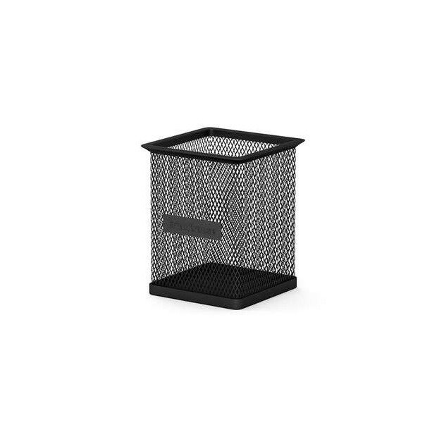 Porta-lápis Quadrado ErichKrause Compass Classic - 80×80×95 mm / Aço Inoxidável Perfurado / Preto