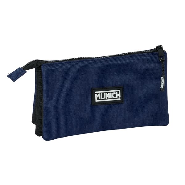 Estojo Safta Munich Básicos - 3 Compartimentos - 22x12x3cm - Azul Marinho