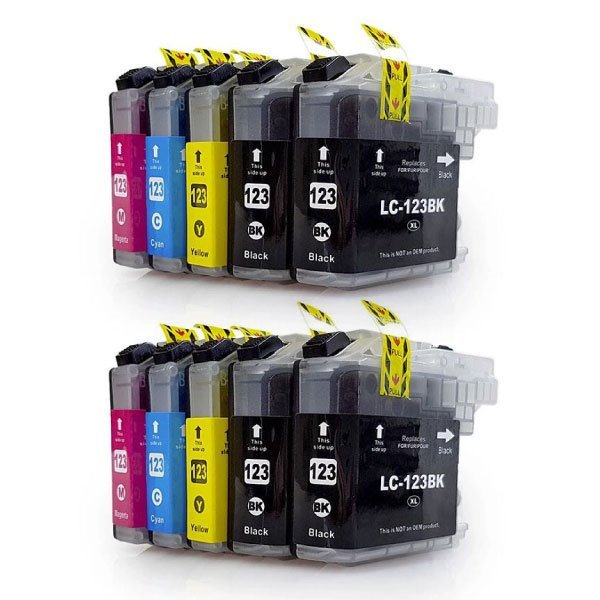 Pack 10 tinteiros compatíveis Brother LC123 / LC121 (CMYK)