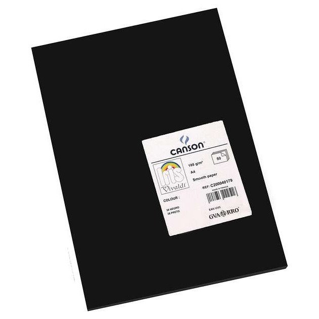 Pack de 50 Cartolinas Canson Iris - 185 g/m2 / A4 / Preto