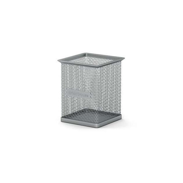 Porta-lápis Quadrado ErichKrause Compass Classic - 80×80×95 mm / Aço Inoxidável Perfurado / Prateado