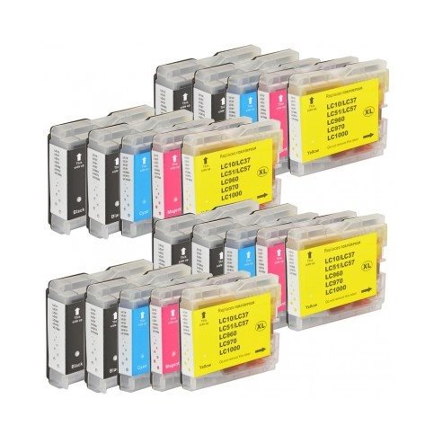 Pack 20 tinteiros compatíveis Brother LC970 / LC1000 (CMYK)