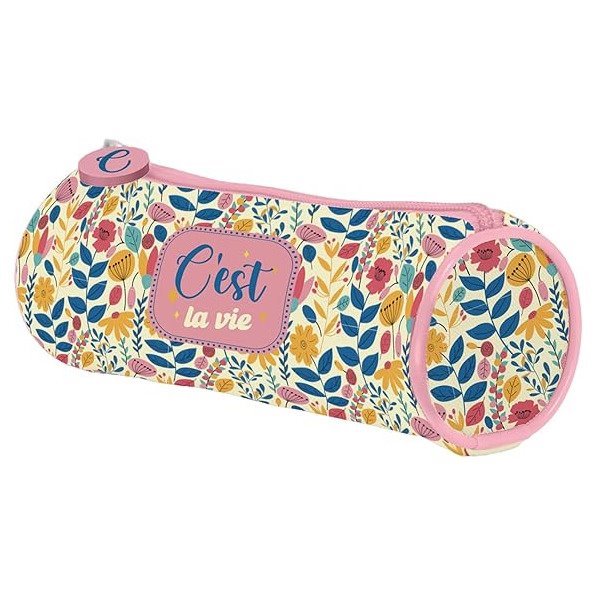 Estojo escolar Dohe Cest la Vie - 1 compartimento / Fecho de correr com puxador de borracha