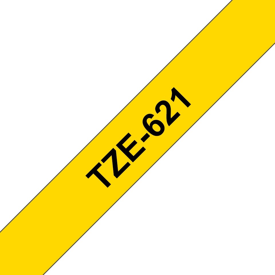 Fita laminada compatível Brother tze621 - texto preto / fundo amarelo - 9mm x 8m