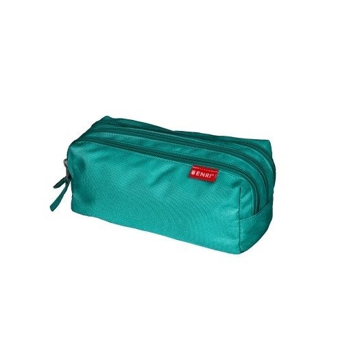 Estojo escolar Enri - 3 compartimentos / Verde Azulado