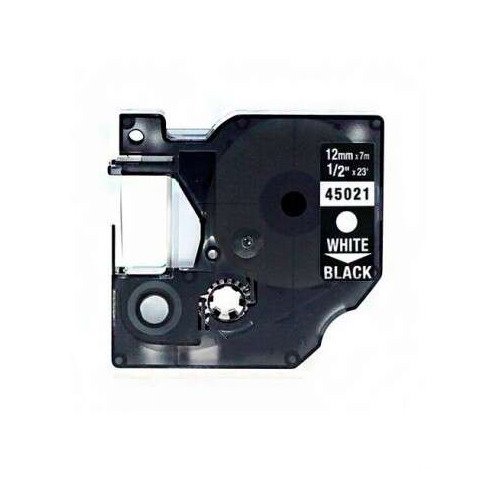 Fita compatível Dymo D1 45021 branco / preto - 12mm x 7m (s0720610)