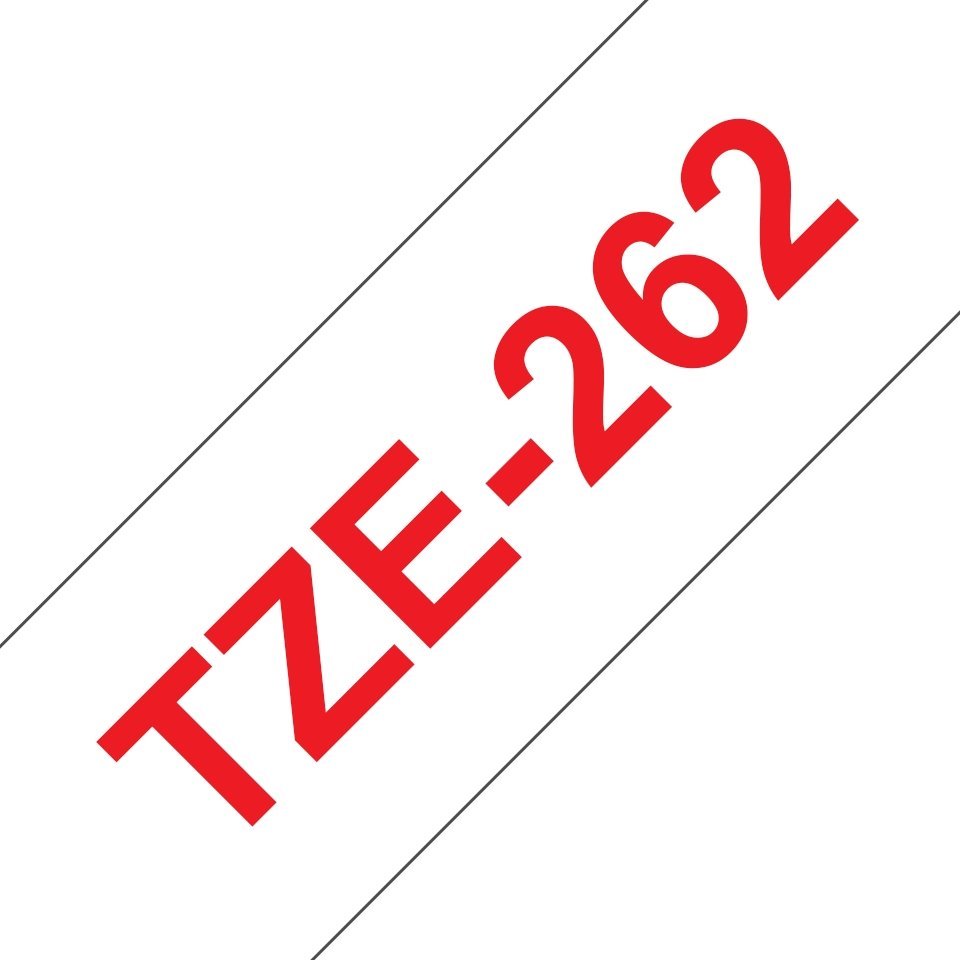 Fita laminada compatível Brother tze262 - texto vermelho / fundo branco - 36mm x 8m