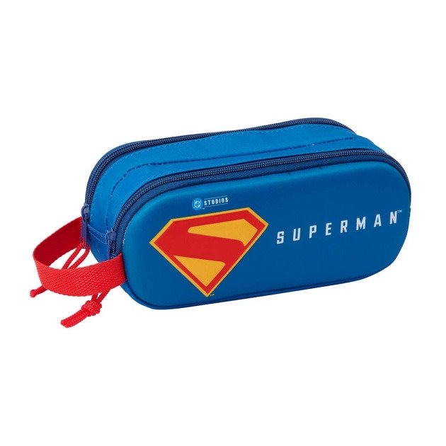Estojo Safta Super-Homem 3D - 2 Compartimentos - Fecho de Correr - Asa de Mão