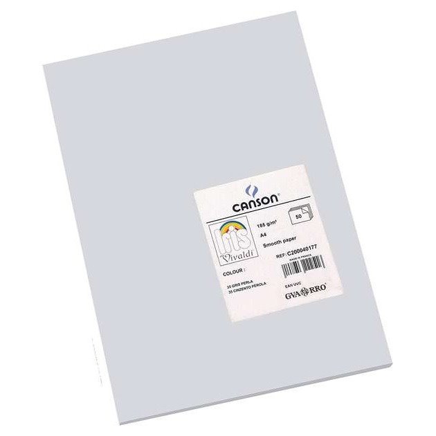 Pack de 50 Cartolinas Canson Iris - 185 g/m2 / A4 / Cinzento pérola