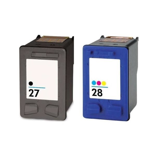 Pack 2 tinteiros compatíveis Hp 27 preto e Hp 28 cor