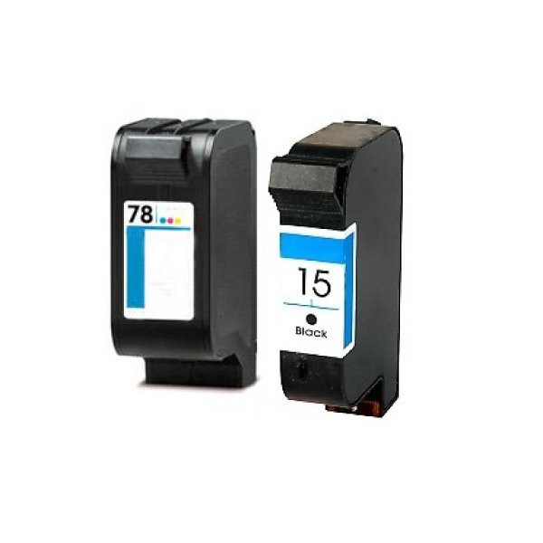 Pack 2 tinteiros compatíveis Hp 15 preto e Hp 78 cor