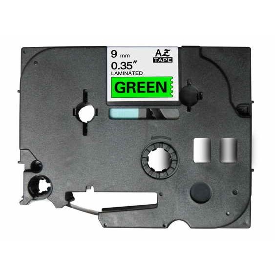 Fita laminada compatível Brother tze721 - texto preto / fundo verde - 9mm x 8m