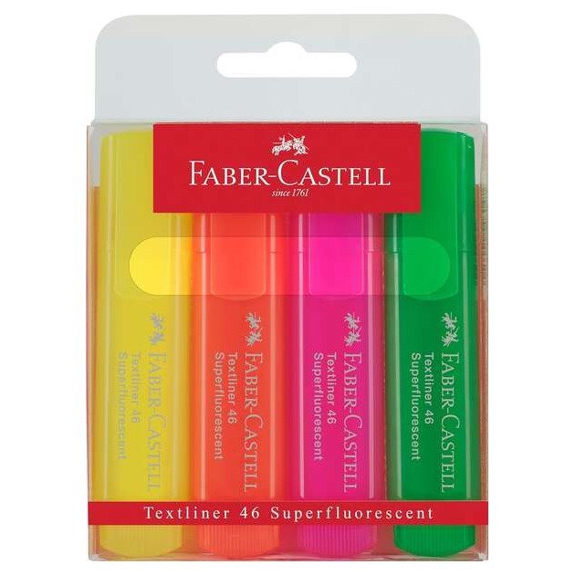 Pack 4 marcadores fluorescentes Faber-Castell Textliner 46 Superfluorescent