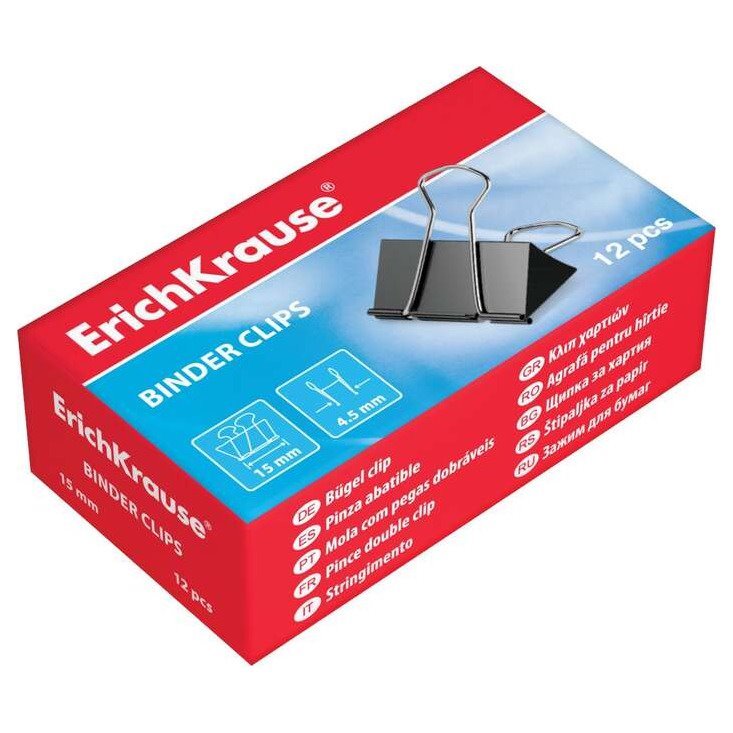 Molas metálicas Erichkrause - 15mm / 55 folhas / 12 unidades