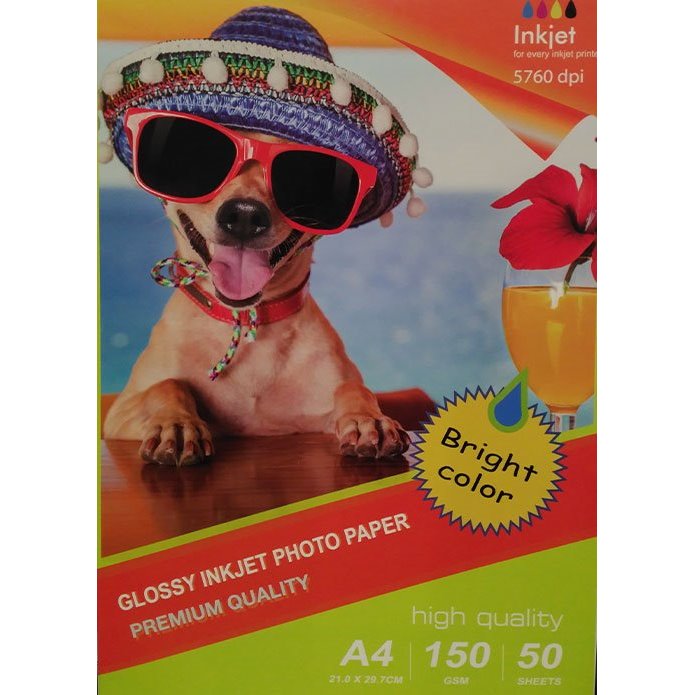 Papel Fotográfico Jato de Tinta A4 Brilhante (150g / 50 folhas)